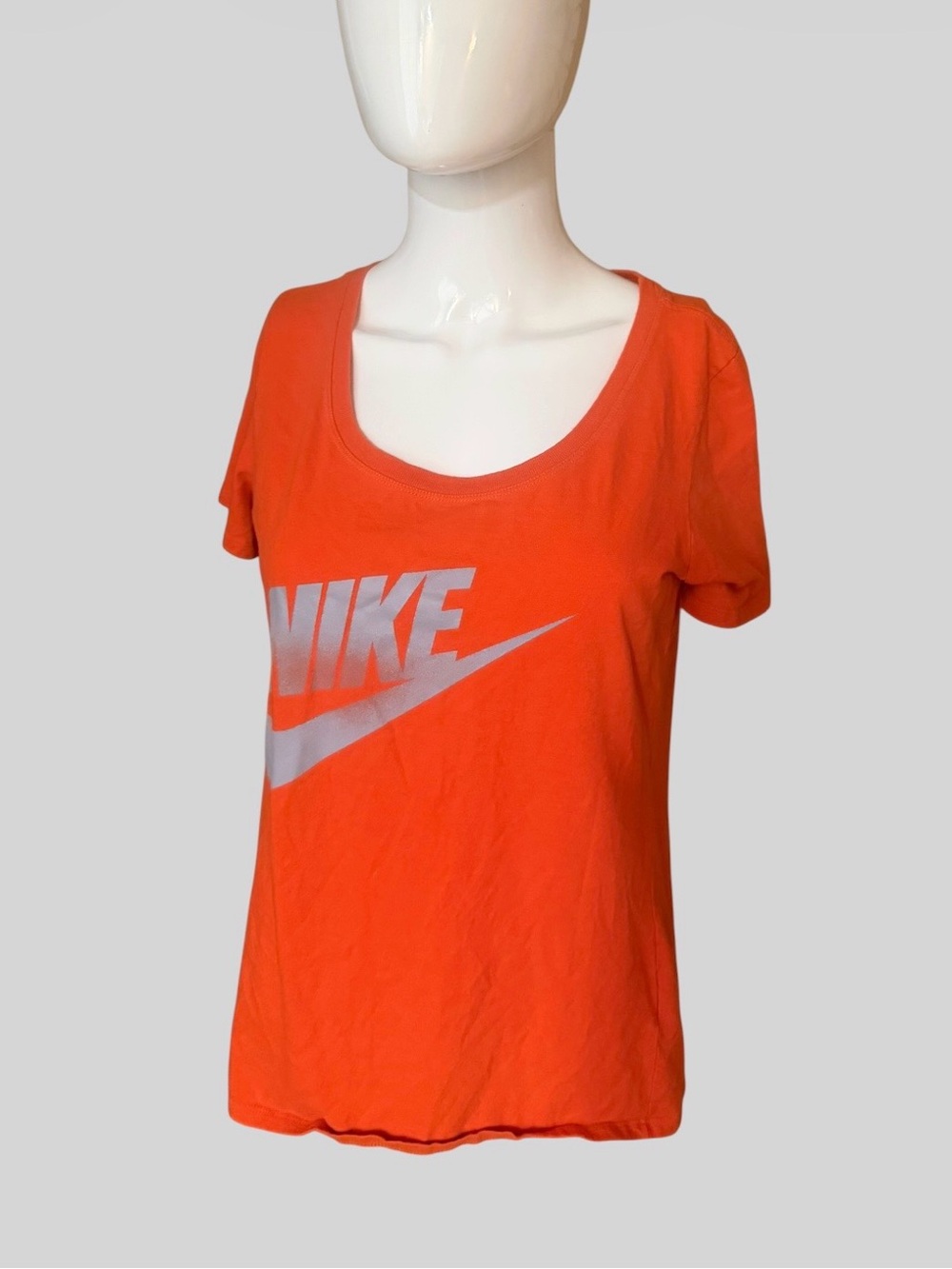 Nike Women’s Scoop Neck Logo Tee - Bright Orange with Silver Swoosh